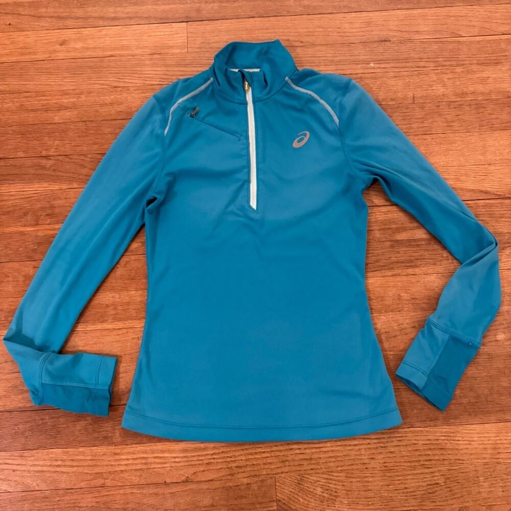 Asics Blue Long Sleeve Athletic Pullover 1/2 Zip Top Size XS
 b38